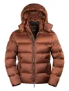 Moorer Hooded Zip-up Padded Jacket In Brown