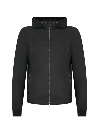 Moorer Hooded Zip-up Jacket In Black