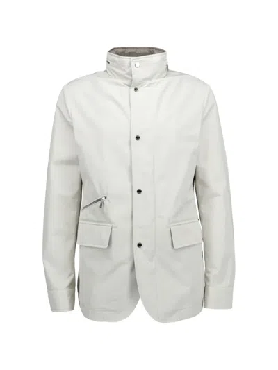 Moorer Hooded Zip-up Jacket In White