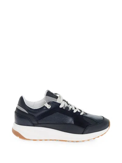 Moorer Suede-insert Lace-up Sneakers In Black