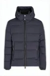 Moorer Horizontal Quilted Padded Jacket With High Collar In Blue