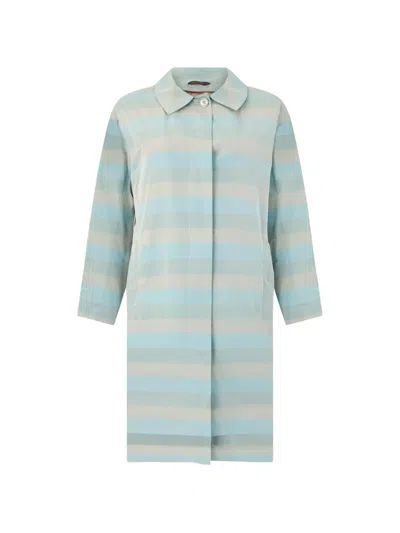 Moorer Horizontal-stripe Coat In Blue