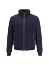 Moorer Padded Fleece Zip-up Jacket With Detachable Faux-fur Collar In Blue