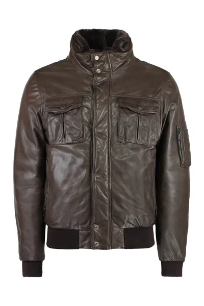 Moorer Flap-pocket Ribbed Jacket In Brown