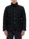 Moorer High Collar Padded Coat With Side Pockets In Black