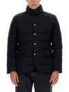 Moorer High Collar Padded Coat With Side Pockets In Black