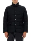 Moorer High Collar Padded Coat With Side Pockets In Black