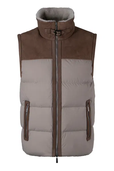 Moorer Imer Full Zip Down Vest In Grey