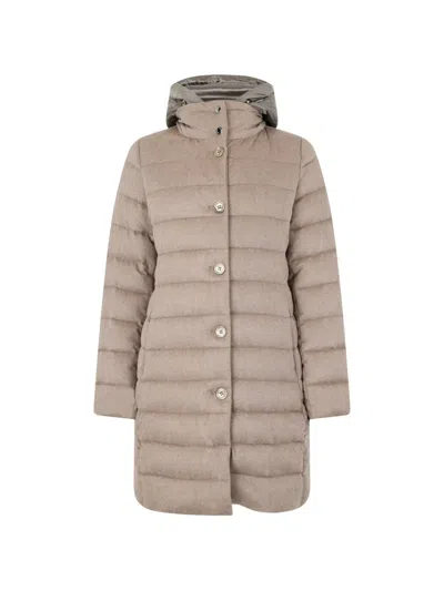 Moorer Ional-s9 Quilted-hooded Coat In Brown