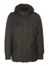Moorer Long Sleeve Hooded Padded Jacket With Pockets In Green