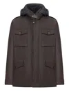 Moorer Isac Hooded Wool Field Jacket In Green