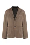 Moorer Suede Lapel Jacket In Green