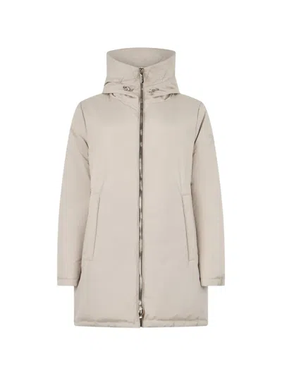 Moorer Ivory-str Padded Hooded Coat In Neutral