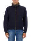 Moorer Padded Fleece Zip-up Jacket With Detachable Faux-fur Collar In Blue