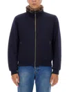 Moorer Padded Fleece Zip-up Jacket With Detachable Faux-fur Collar In Blue