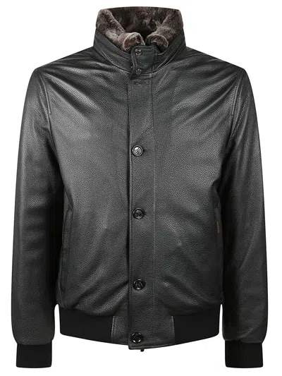 Moorer Cleros-p1 Bomber Jacket In Black