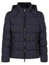 Moorer Short Down Jacket With Hood In Blue