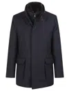 Moorer High Collar Jacket Front Pockets In Blue