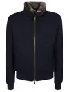 Moorer Padded Fleece Zip-up Jacket With Detachable Faux-fur Collar In Blue
