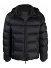 Moorer Short Down Jacket With Hood In Blue