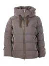 Moorer Hooded Puffer Jacket With Side Zip Pockets In Brown
