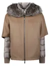 Moorer Short Hazelnut Hood Matched With Down Jacket In Brown