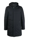 Moorer Smooth Medium Hooded Parka With Adjustable Cuffs In Dark Blue