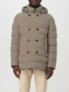 Moorer Quilted Double-breasted Hooded Jacket With Side Pockets In Beige