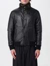 Moorer High Neck Textured Jacket With Fur Collar In Black