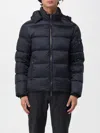 Moorer Navy Blue Padded Coat With Down-feather Filling And Functional Pockets In Blue