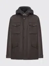 Moorer Isac Hooded Wool Field Jacket In Brown