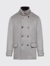 Moorer Kurt-bab Short Double Breasted Coat In Gray