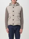 Moorer Quilted Jacket Hood Knitted Sleeves In Perle