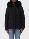 Moorer Hooded Jacket With Fur Trim And Quilted Pattern In Black