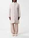 Moorer Quilted High Collar Long Jackets In Grey