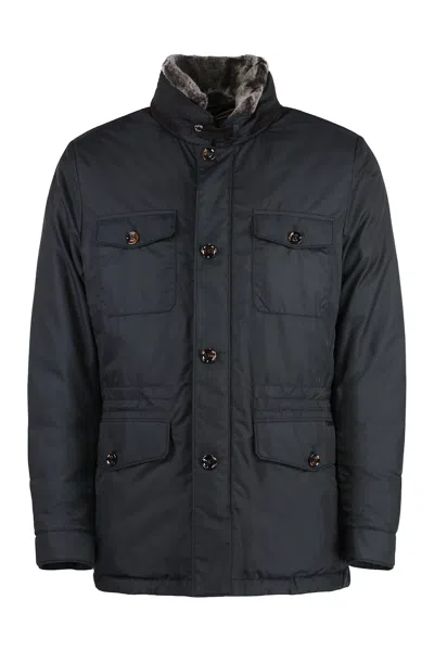 Moorer Jacket With Multiple Pockets In Blue