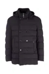 Moorer Double-breasted Hooded Quilted Down Jacket In Black