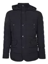Moorer Quilted Casual Jacket With Goose Down And Flannel Details In Black
