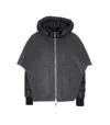 Moorer Padded Jacket With Hood And Quilted Sleeves In Black