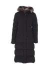 Moorer Padded Quilted Jacket Removable Hood In Black