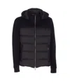 Moorer Hooded Padded Quilted Jacket Sleeves In Black