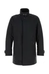 Moorer Polyester Blend Duca Jacket High Collar In Black