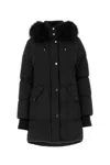 Moorer Padded Parka With Hood And Ribbed Cuffs In Black