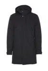Moorer Long Padded Hooded Jacket With Adjustable Cuffs In Blue