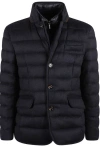 Moorer Padded And Quilted Jacket With Lined Collar In Blu/grey