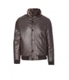 Moorer High Neck Jacket Fur Collar In Brown