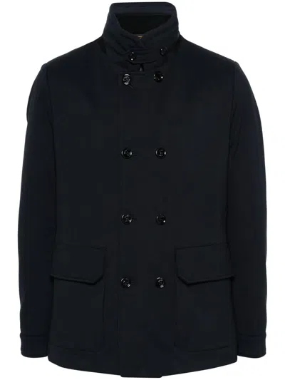 Moorer Layered-detail Padded Jacket In Dark Blu