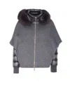 Moorer Hooded Down Jacket Featuring Quilted Sleeves In Gray