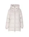 Moorer Hooded Quilted Jacket Zip Pockets In White