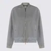 Moorer Grey Leather Jacket In Gold